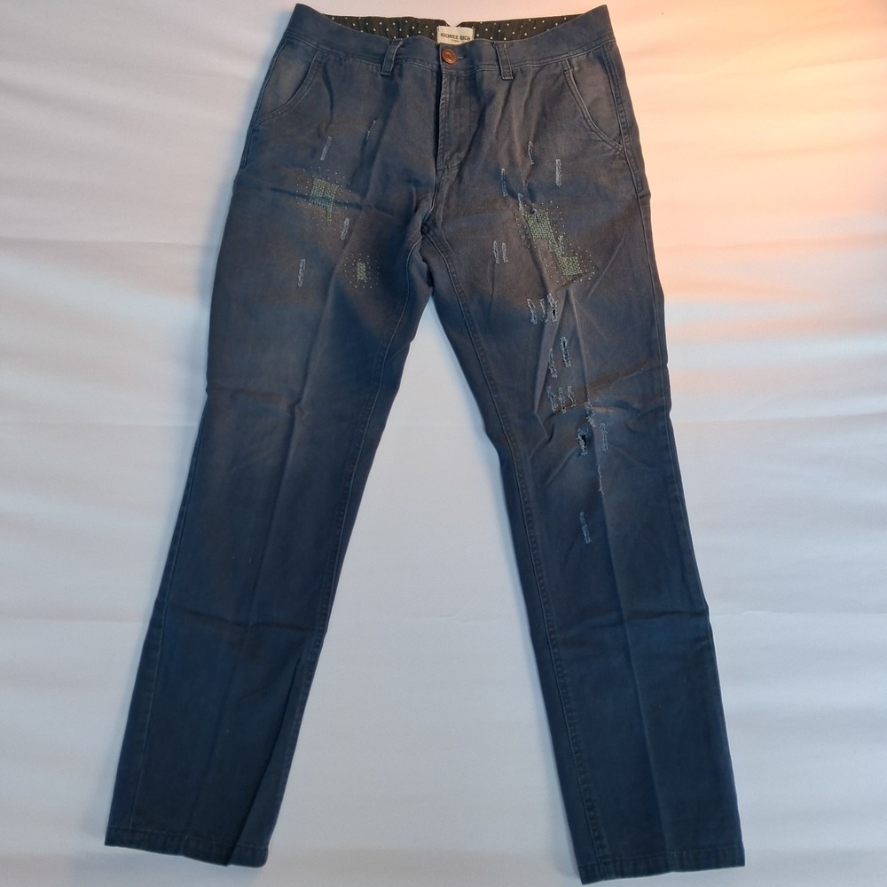 Richee Rich Men's Chino Pants Size 32x29 Blue Cotton Straight Leg High Rise